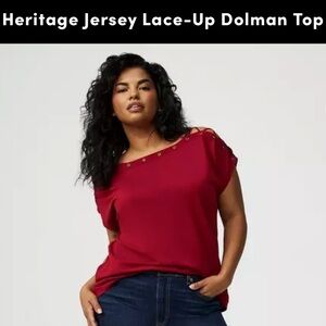 Torrid Rhubarb Lace-Up Dolman Top